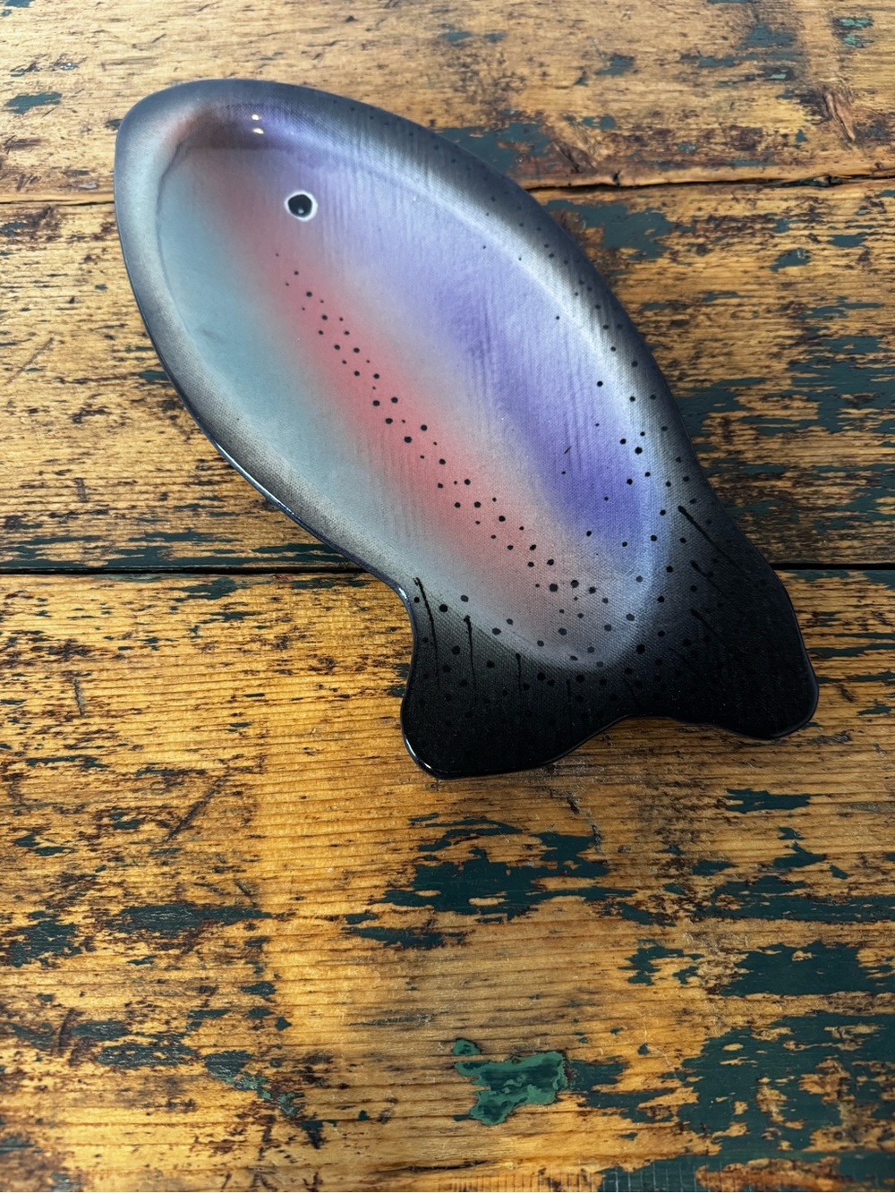 Hand-Painted Fish Décor - Black with Purple and Pink Accents